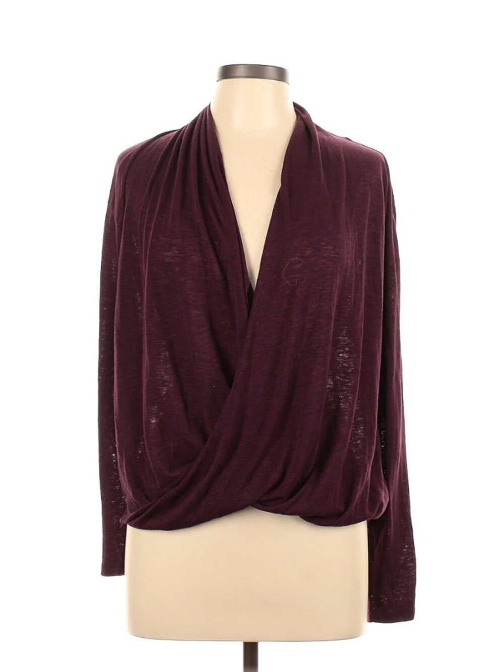 Gap Burgundy Marled Wrap-Front Long Sleeve Top Size L